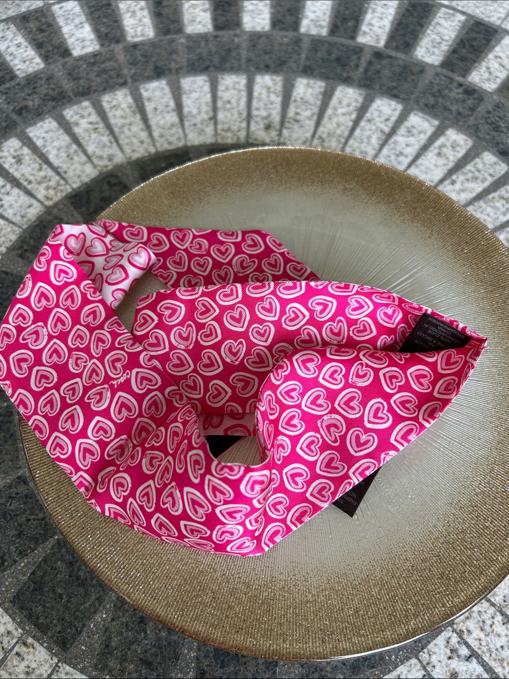 Coach Pink and White Heart-Print Pony Silk Twilly - Picture 4 of 4